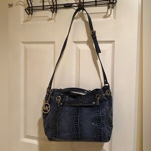 Blue lizard print Michael Kors bag